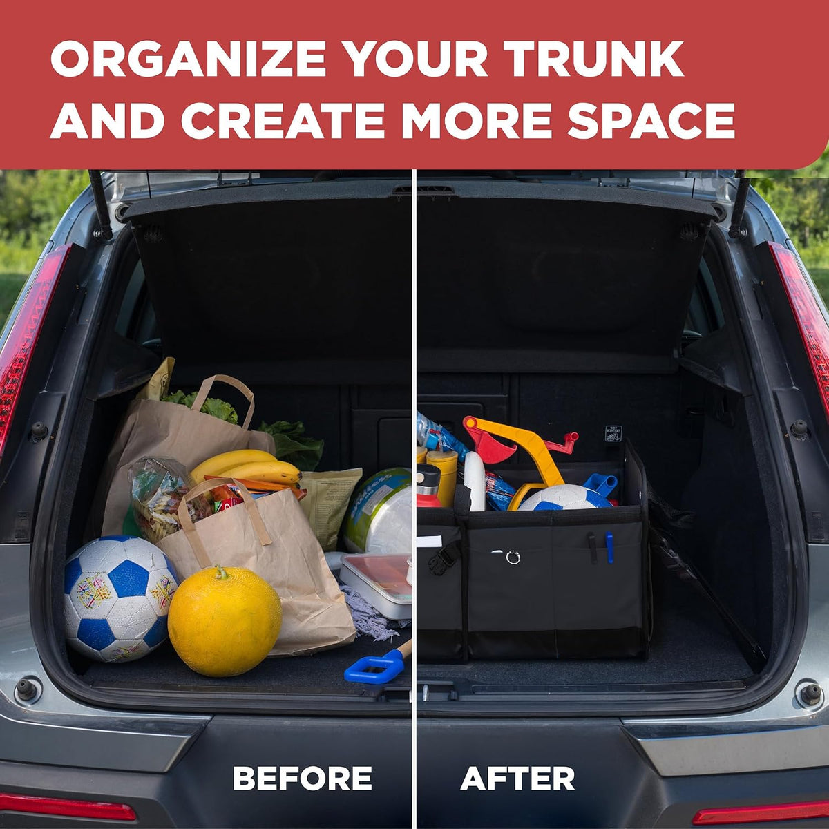 Car Trunk Organizer for SUV & Truck Cargo Storage, Large, Black (UPC: 627987239607)