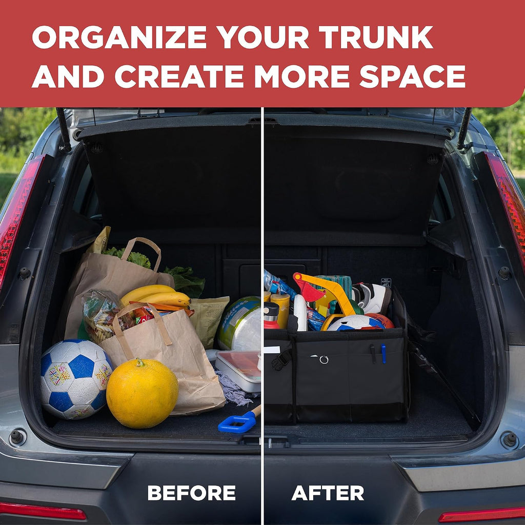 Car & Vehicle Trunk Organizer for SUV, Truck & Auto Storage, Standard Black