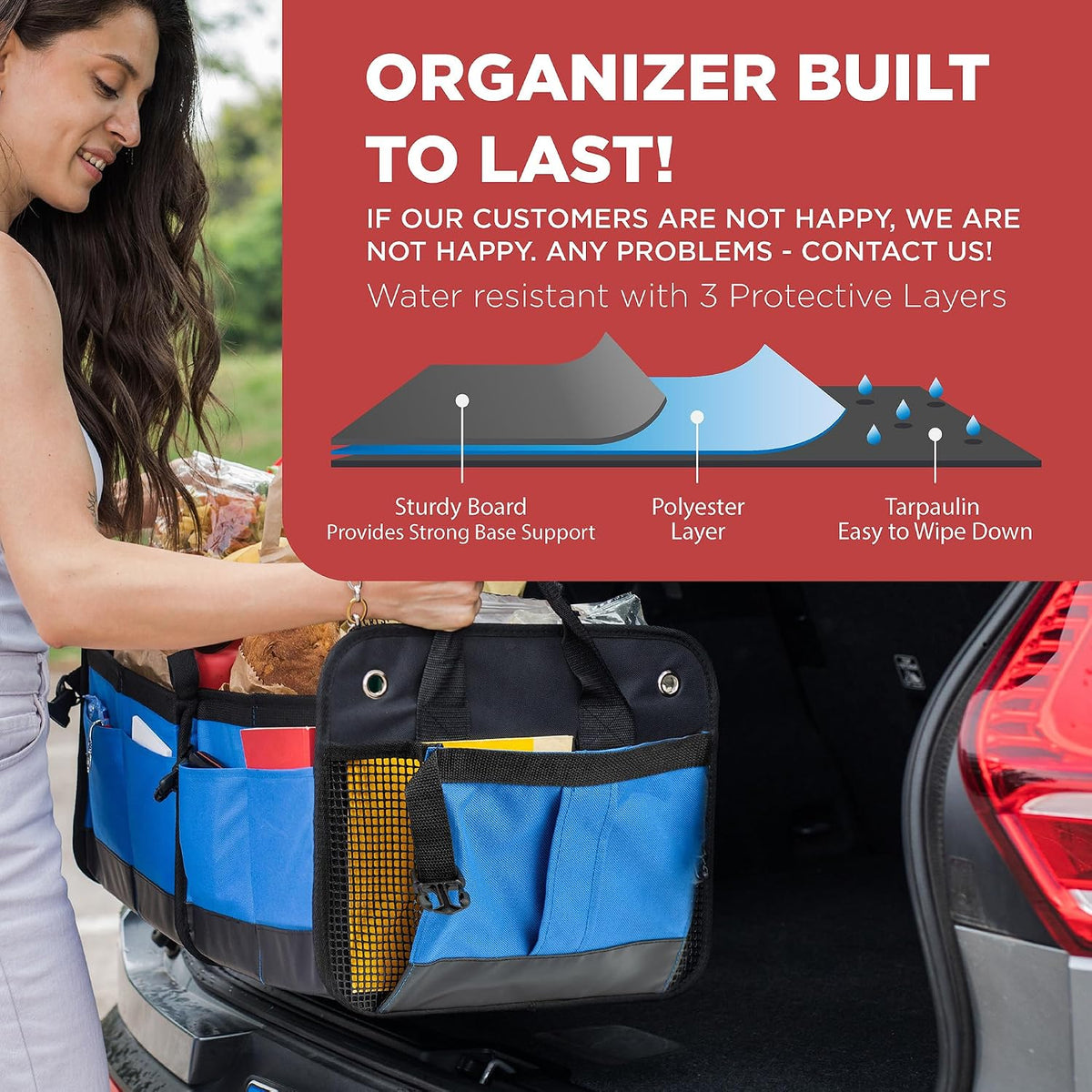 Blue Car Cargo Trunk Organizer for SUV & Auto Storage, Large (UPC: 627987239614) TrunkCratePro