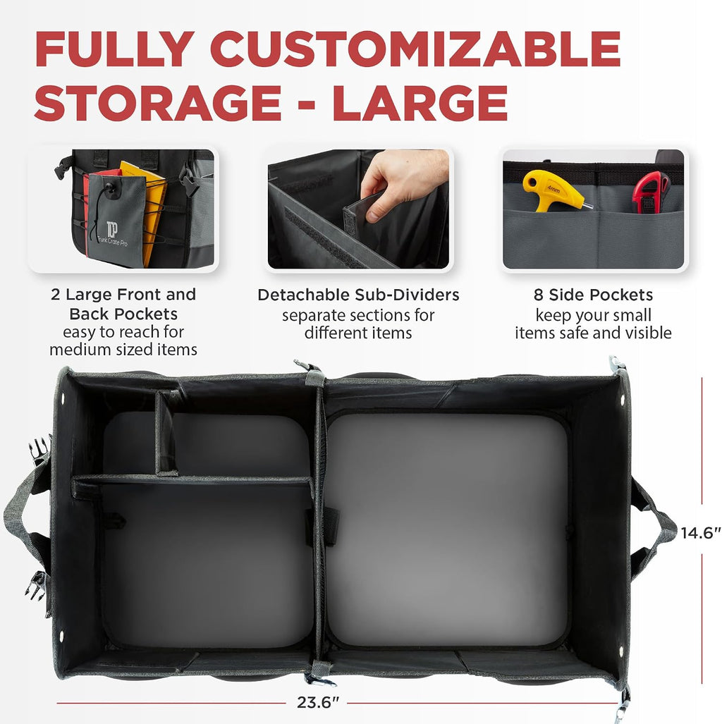 Car Cargo Organizer for SUV, Truck & Auto Storage, Gift, Grey, Large (UPC: 662187154817)