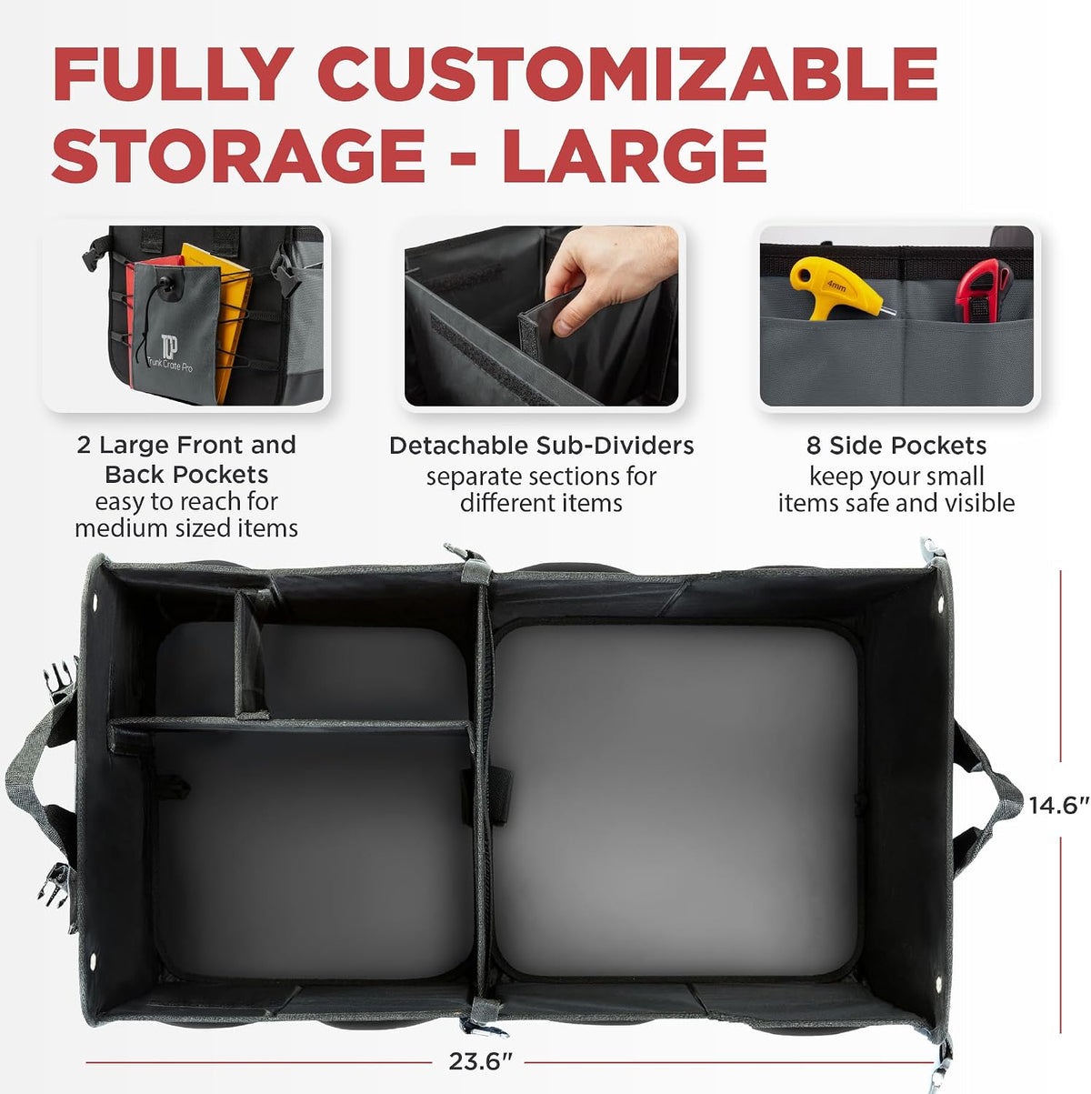 Car Cargo Organizer for SUV, Truck & Auto Storage, Gift, Grey, Large (UPC: 662187154817)
