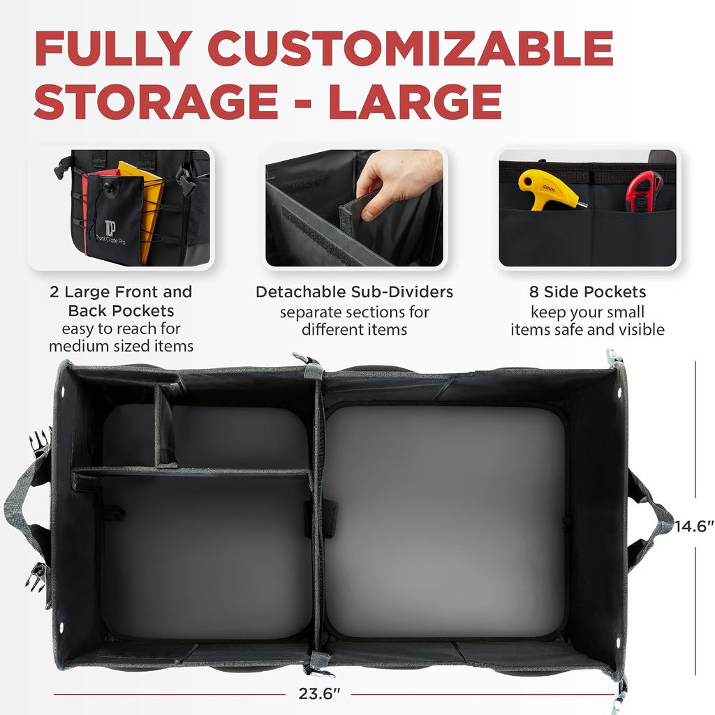 Car Trunk Organizer for SUV & Truck Cargo Storage, Large, Black (UPC: 627987239607)