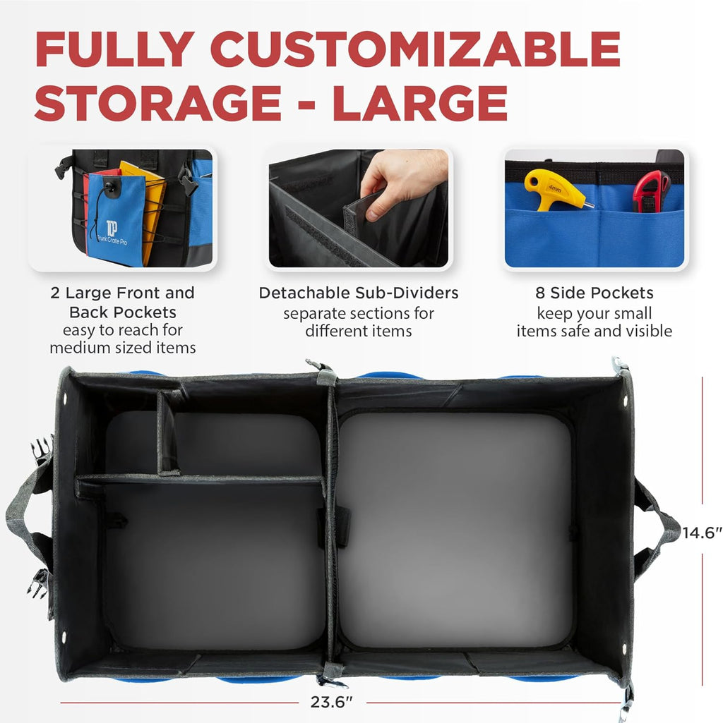 Blue Car Cargo Trunk Organizer for SUV & Auto Storage, Large (UPC: 627987239614) TrunkCratePro
