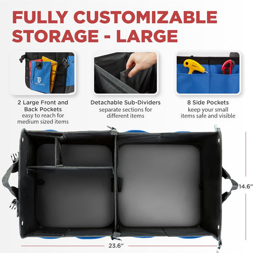 Blue Car Cargo Trunk Organizer for SUV & Auto Storage, Large (UPC: 627987239614)