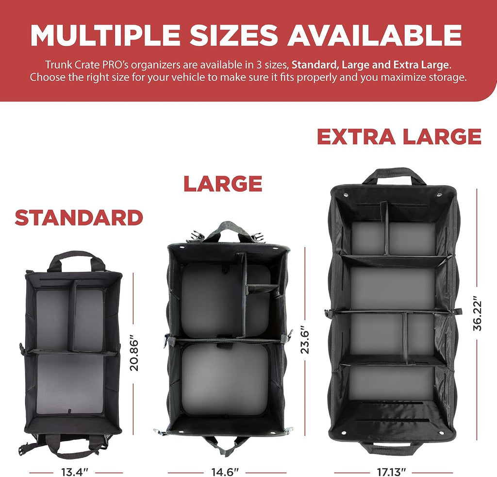 Car & Vehicle Trunk Organizer for SUV, Truck & Auto Storage, Standard Black