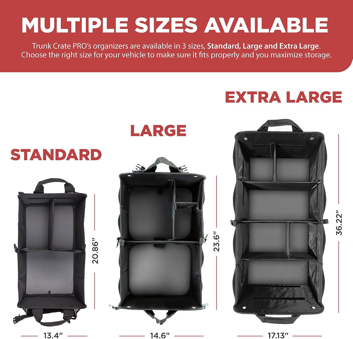 Car & Vehicle Trunk Organizer for SUV, Truck & Auto Storage, Standard Black