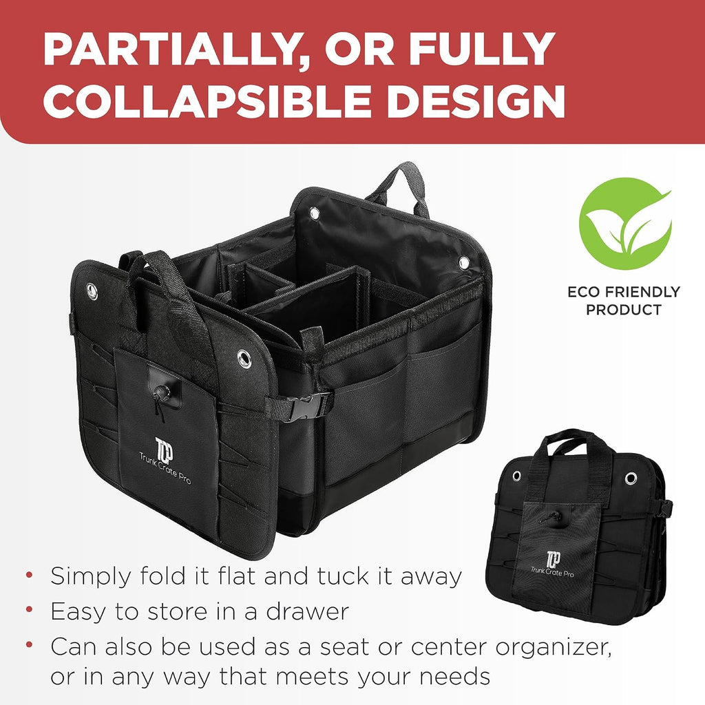 Car Trunk Organizer for SUV & Truck Cargo Storage, Large, Black (UPC: 627987239607)