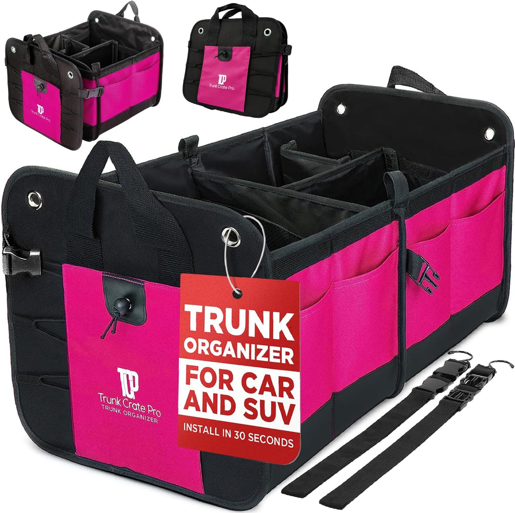 Pink Car Trunk Organizer for Women, SUV & Jeep Cargo Storage, Large TrunkCratePro UPC: 662187154824