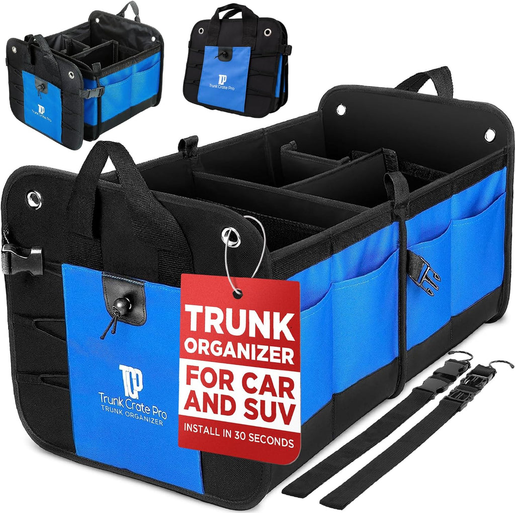 Blue Car Cargo Trunk Organizer for SUV & Auto Storage, Large (UPC: 627987239614) TrunkCratePro