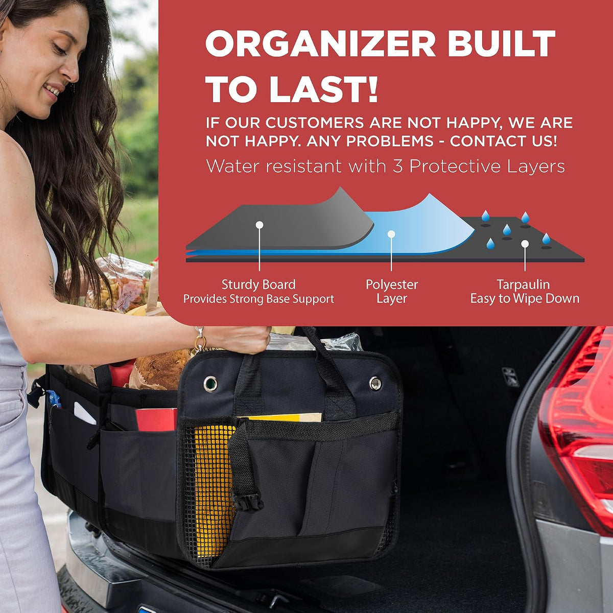 Car Trunk Organizer for SUV & Truck Cargo Storage, Large, Black (UPC: 627987239607)