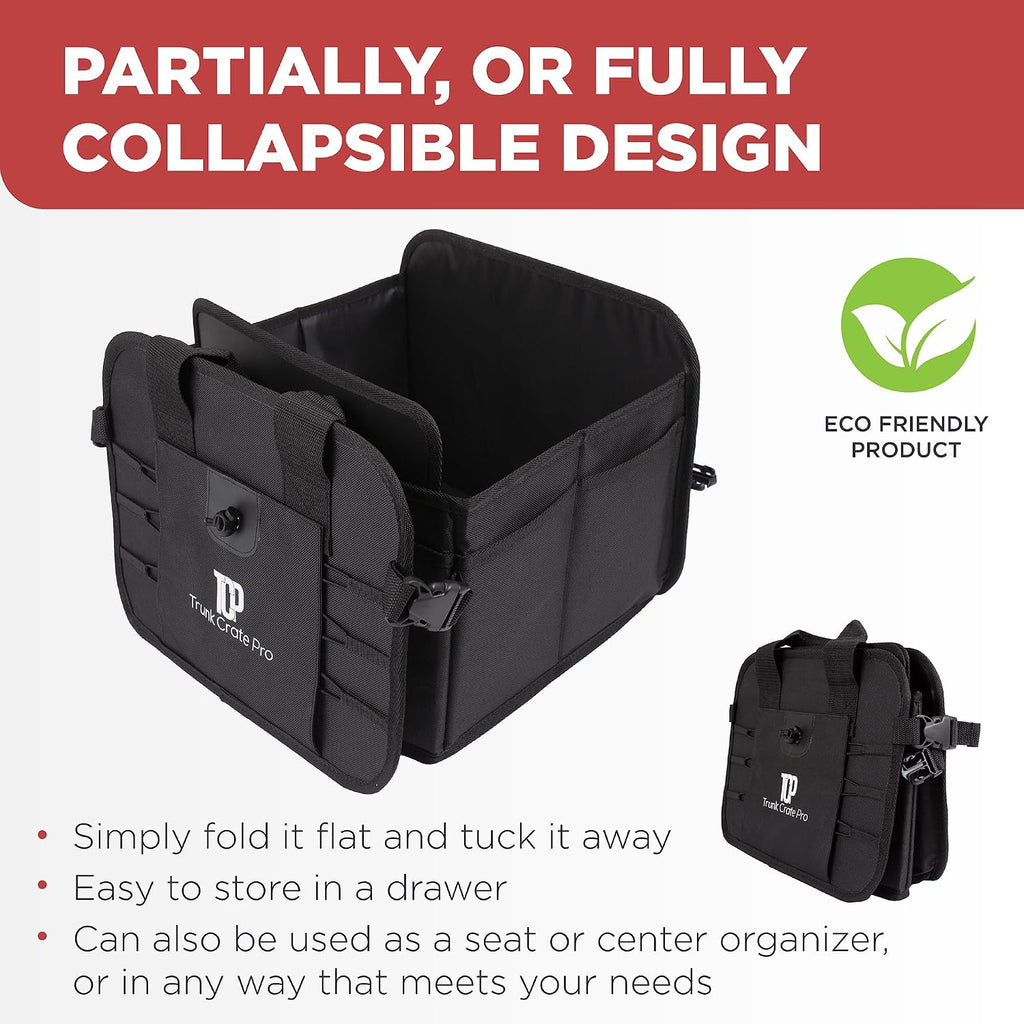 Car & Vehicle Trunk Organizer for SUV, Truck & Auto Storage, Standard Black