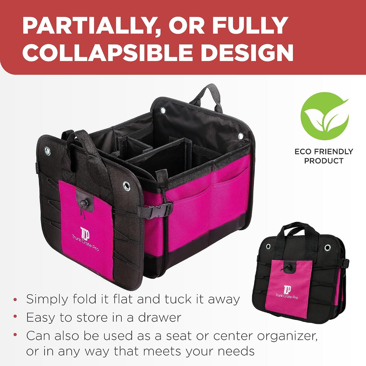 Pink Car Trunk Organizer for Women, SUV & Jeep Cargo Storage, Large TrunkCratePro UPC: 662187154824