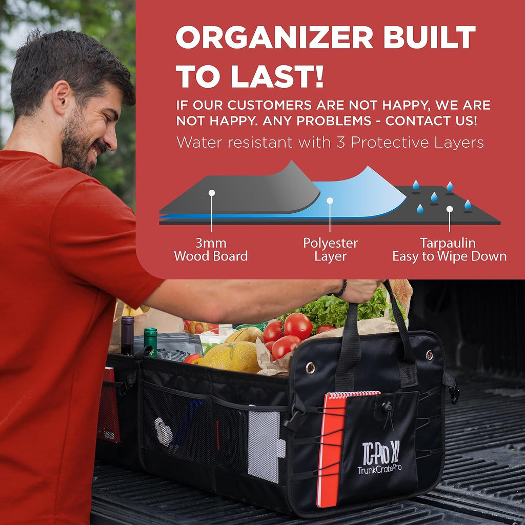 Car Trunk Organizer for SUV, Truck & Auto Cargo Storage, XL Black (UPC: 661585150841)