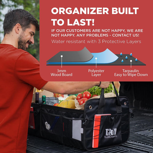 Car Trunk Organizer for SUV, Truck & Auto Cargo Storage, XL Black (UPC: 661585150841)