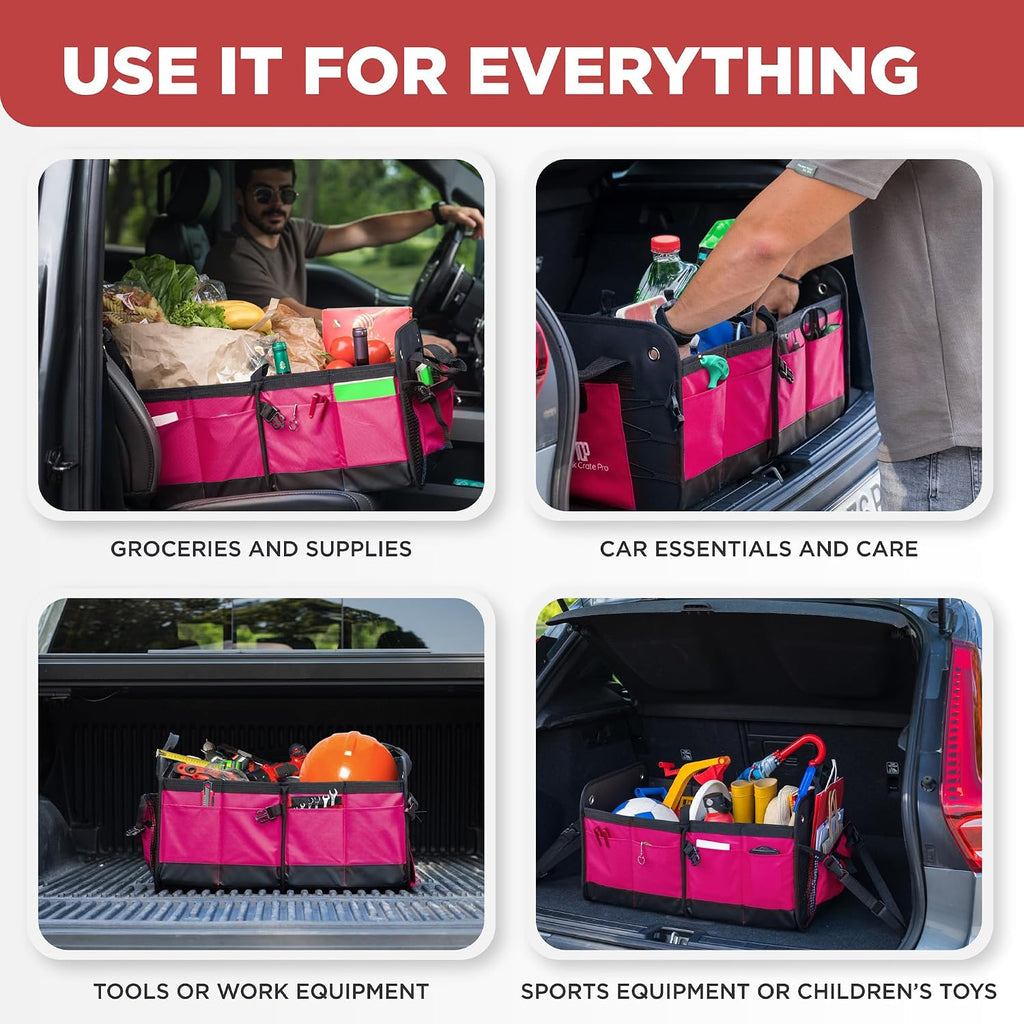 Pink Car Trunk Organizer for Women, SUV & Jeep Cargo Storage, Large TrunkCratePro UPC: 662187154824