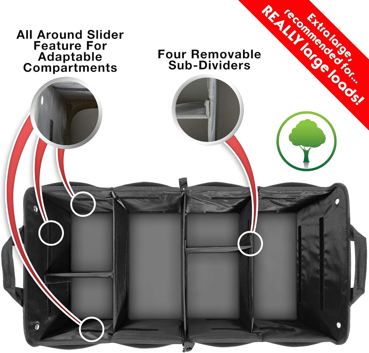 Car Trunk Organizer for SUV, Truck & Auto Cargo Storage, XL Black (UPC: 661585150841)