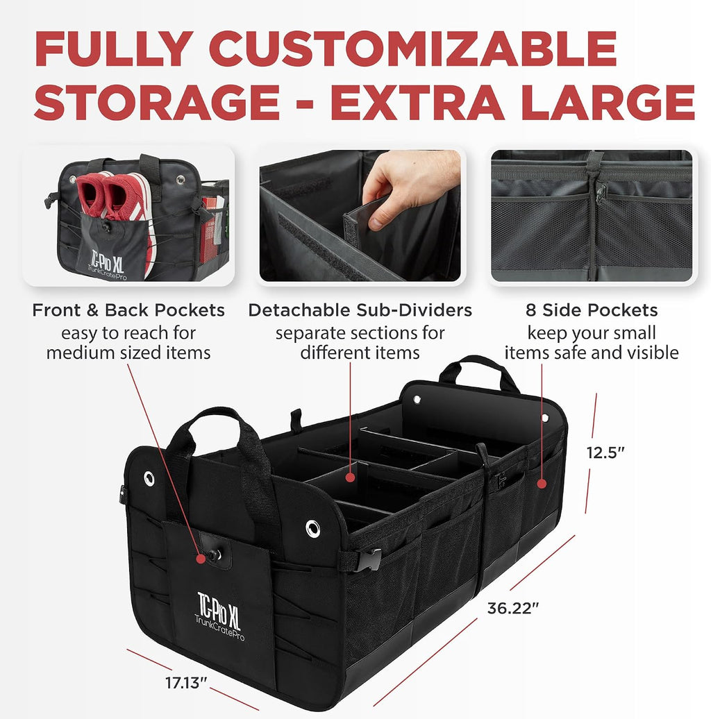 Car Trunk Organizer for SUV, Truck & Auto Cargo Storage, XL Black (UPC: 661585150841)