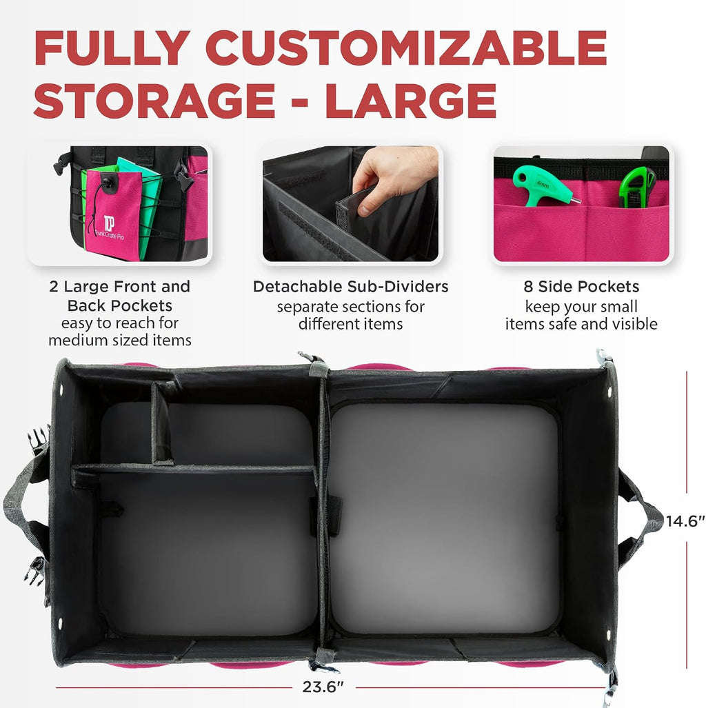 Pink Car Trunk Organizer for Women, SUV & Jeep Cargo Storage, Large TrunkCratePro UPC: 662187154824