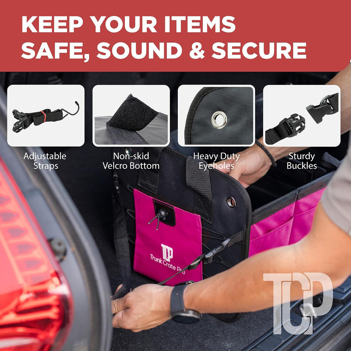 Pink Car Trunk Organizer for Women, SUV & Jeep Cargo Storage, Large TrunkCratePro UPC: 662187154824